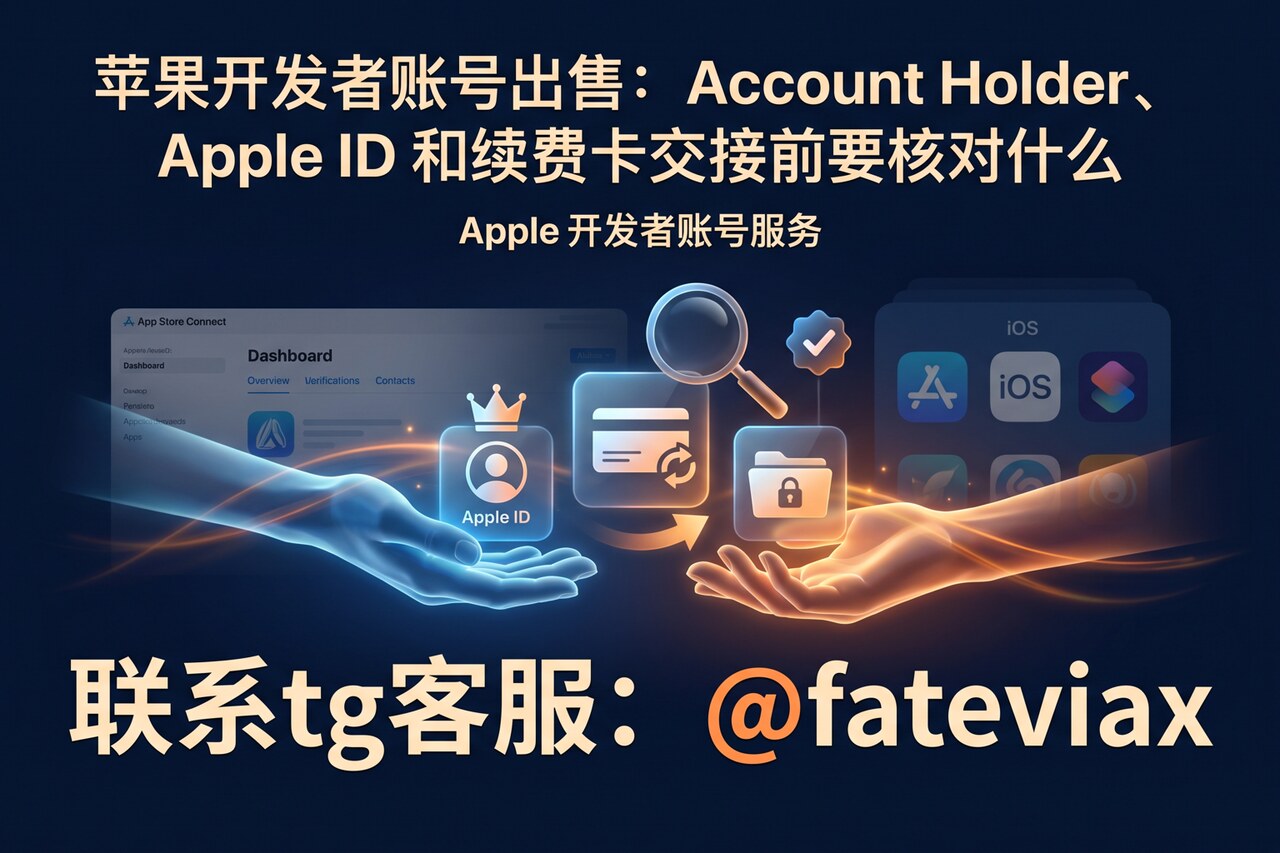 苹果开发者账号出售交接清单,涵盖 Account Holder、Apple ID 与续费付款方式