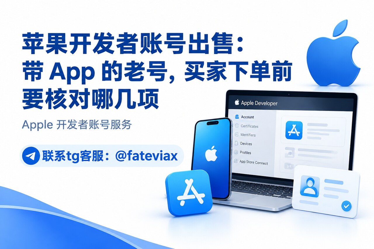 苹果开发者账号出售：带 App 的老号，买家下单前要核对哪几项