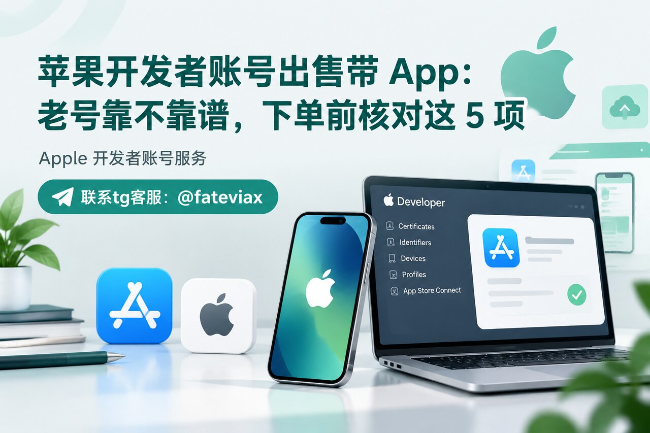 苹果开发者账号出售带 App:老号靠不靠谱,下单前核对这 5 项