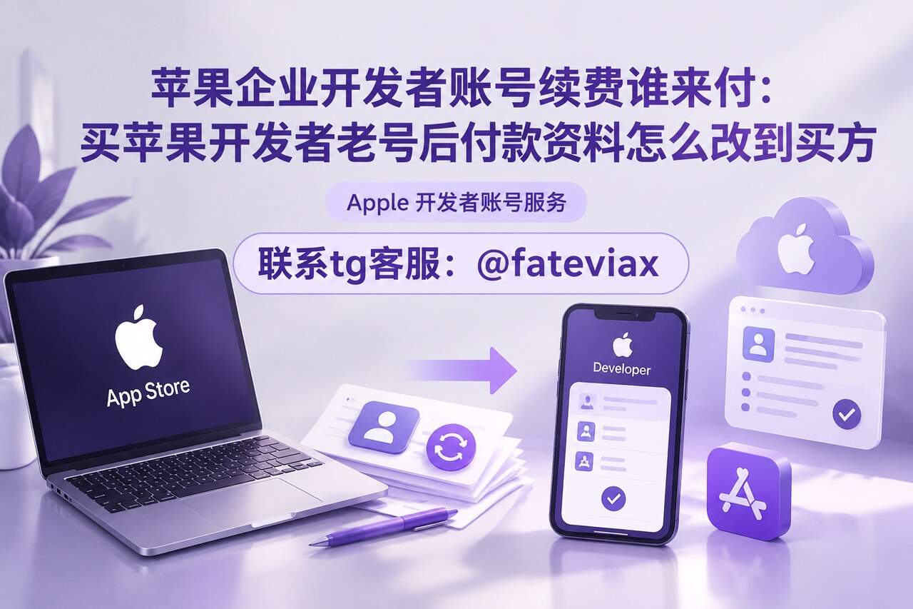 苹果企业开发者账号续费与付款资料交接的核对清单示意,涉及苹果开发者老号购买