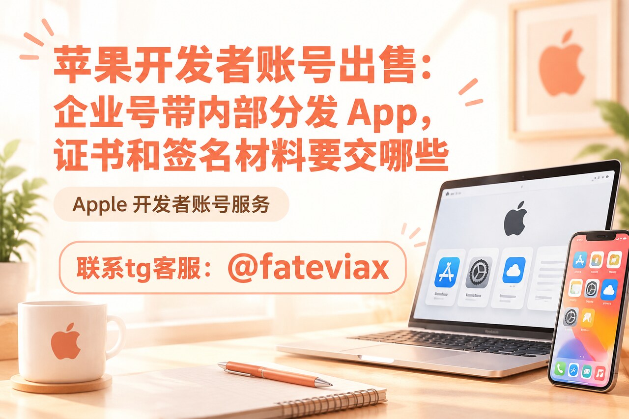 苹果开发者账号出售场景下，企业开发者账号内部分发 App 与证书交接清单示意图