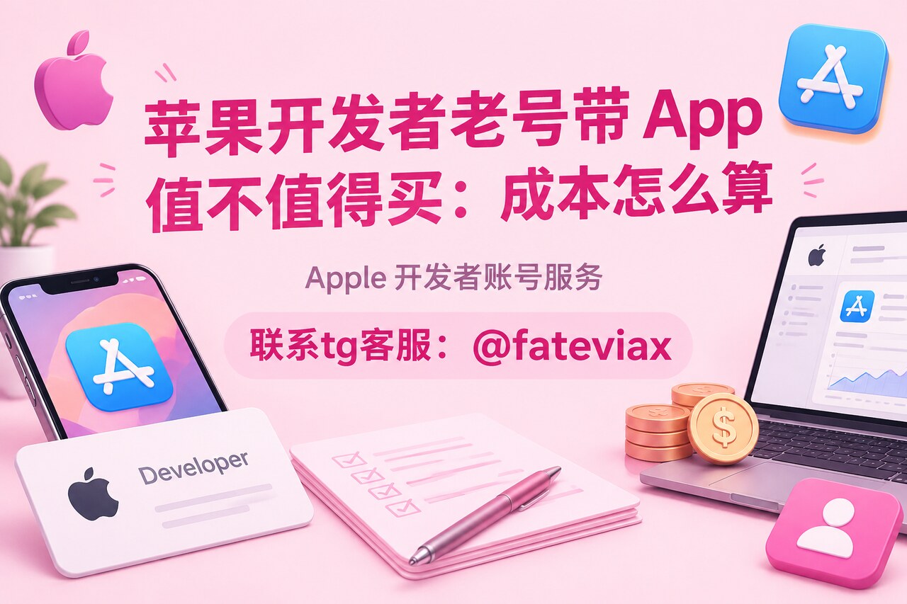 苹果开发者老号带 App 成本核算与下单前核对示意图