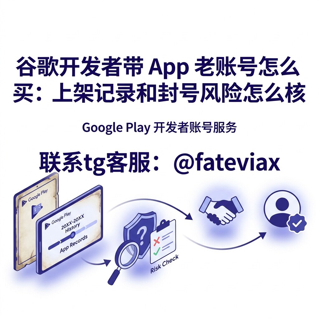 核对谷歌开发者带 App 老账号上架记录与封号风险的 Play Console 检查清单示意图