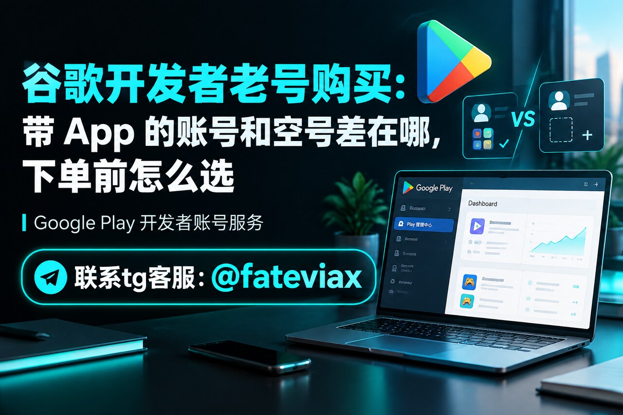谷歌开发者老号购买时对比带 App 账号与空号的核对清单示意图